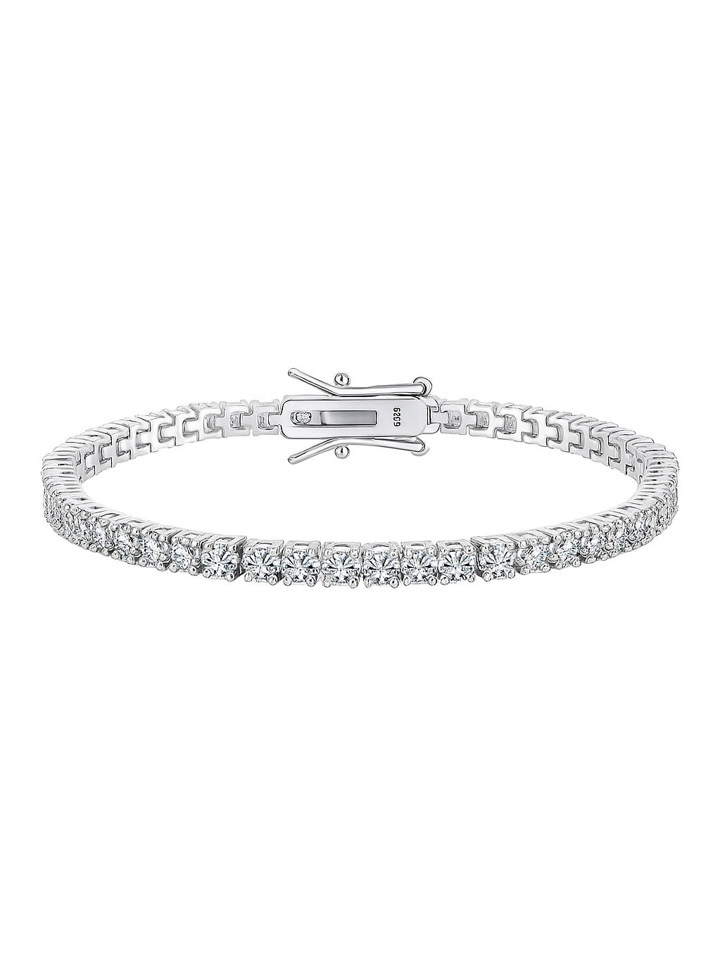 Bratara argint pietre moissanite Tennis 3 mm