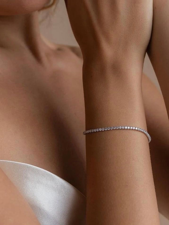 Bratara argint pietre moissanite Tennis 2 mm