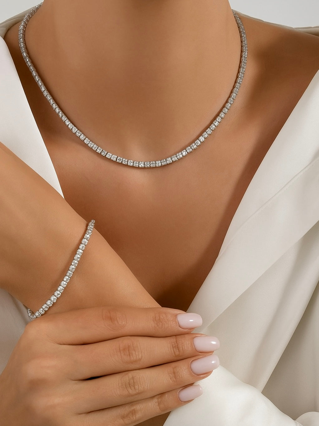 Bratara argint pietre moissanite Tennis 3 mm