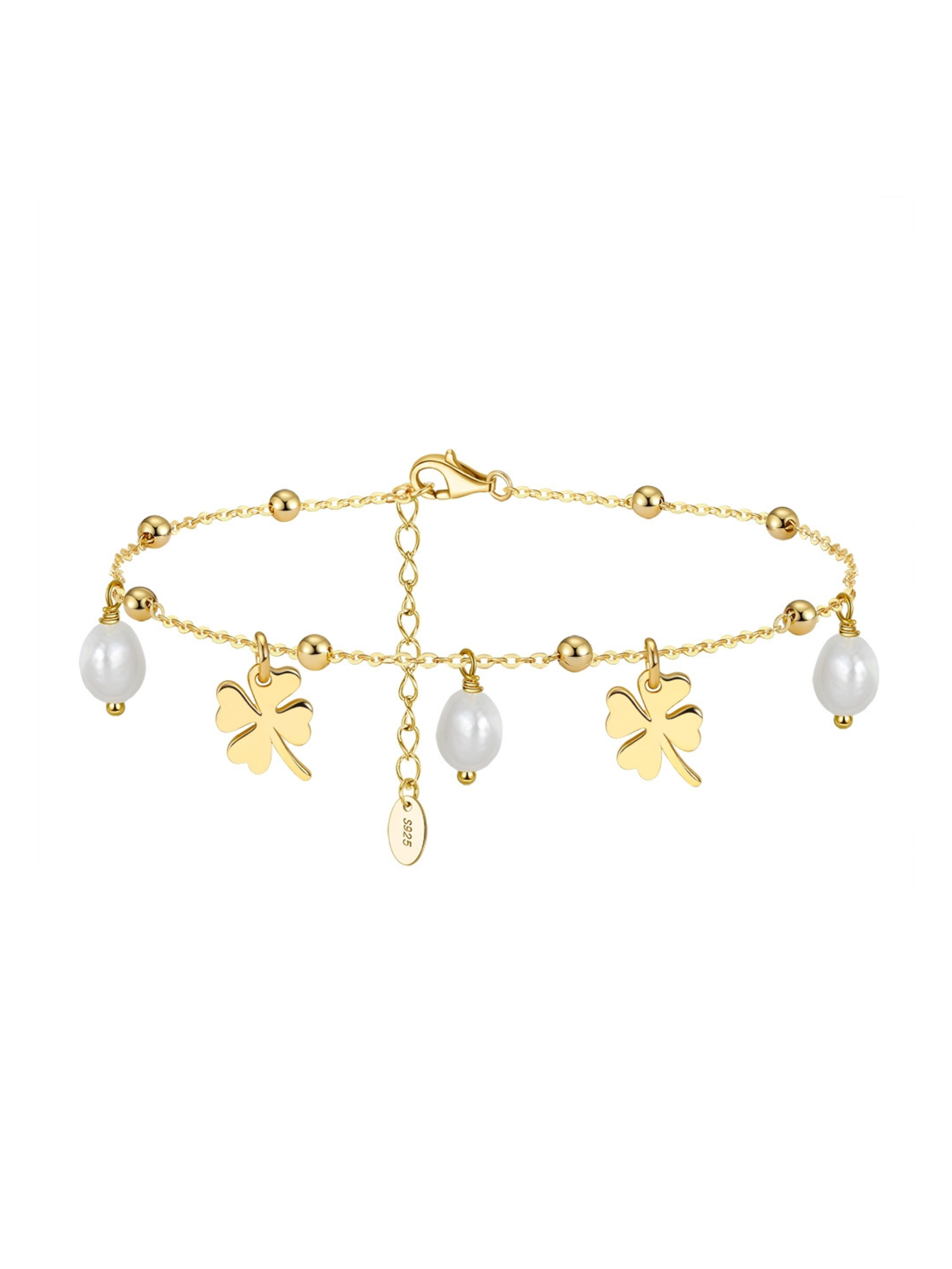 Bratara de picior argint Clover Pearl