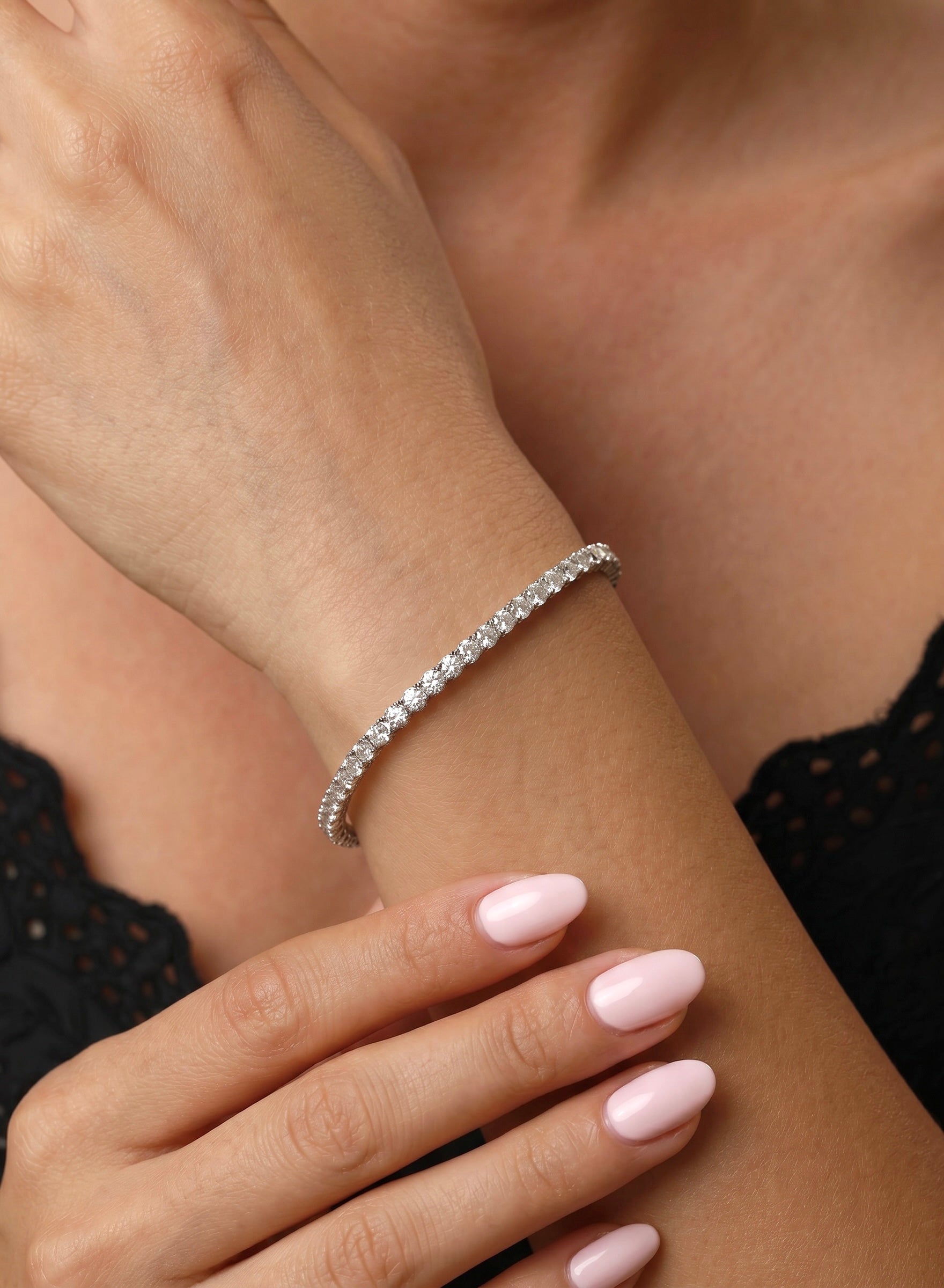 Bratara argint pietre moissanite Tennis 2 mm