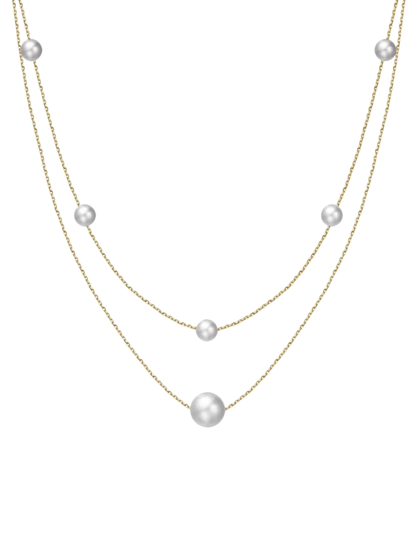 Colier argint Pearl Layers