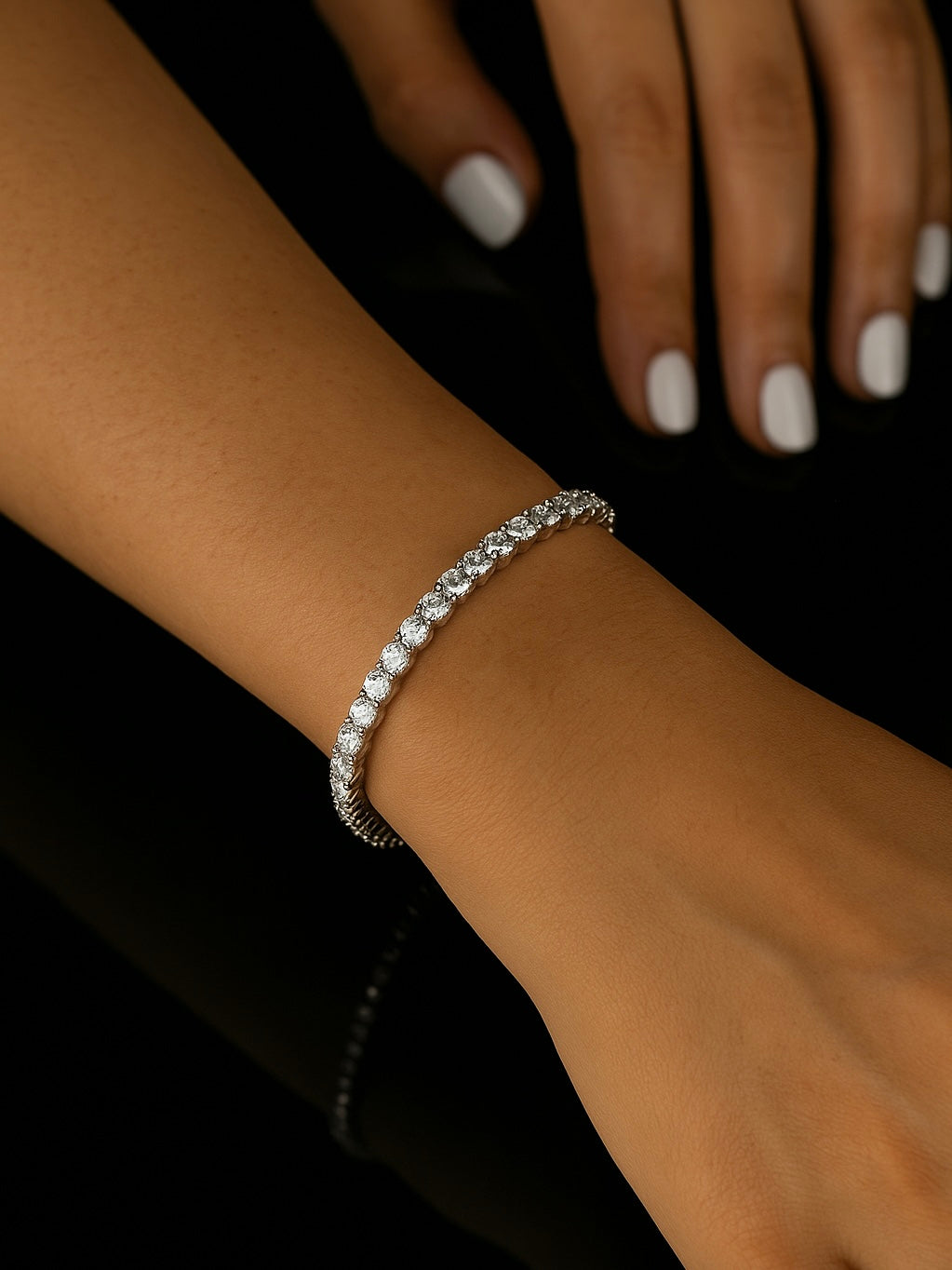 Bratara argint pietre moissanite Tennis 4 mm