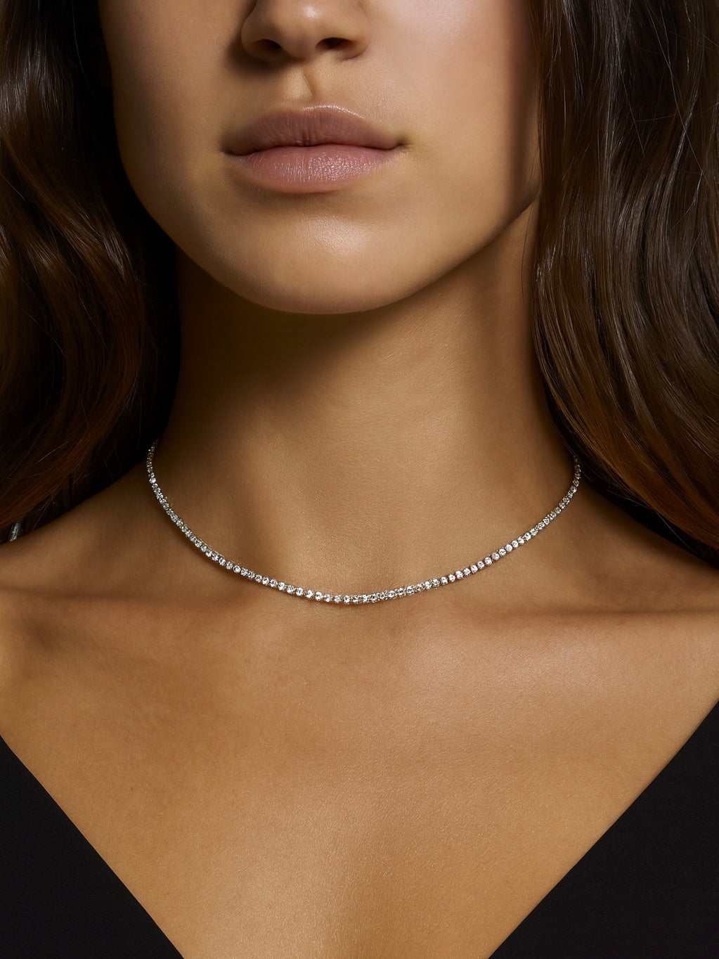 Colier argint pietre moissanite Tennis 2 mm