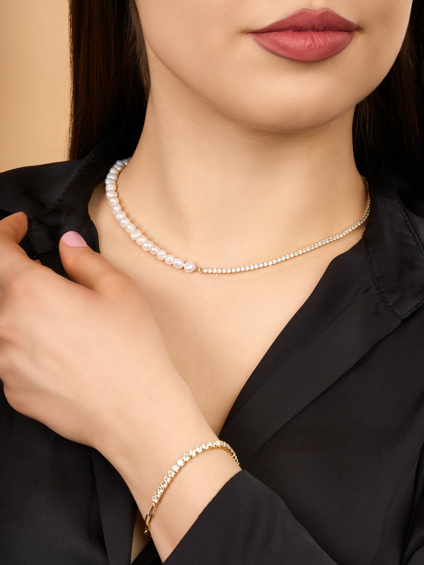 Colier perle naturale ortier Half Tennis