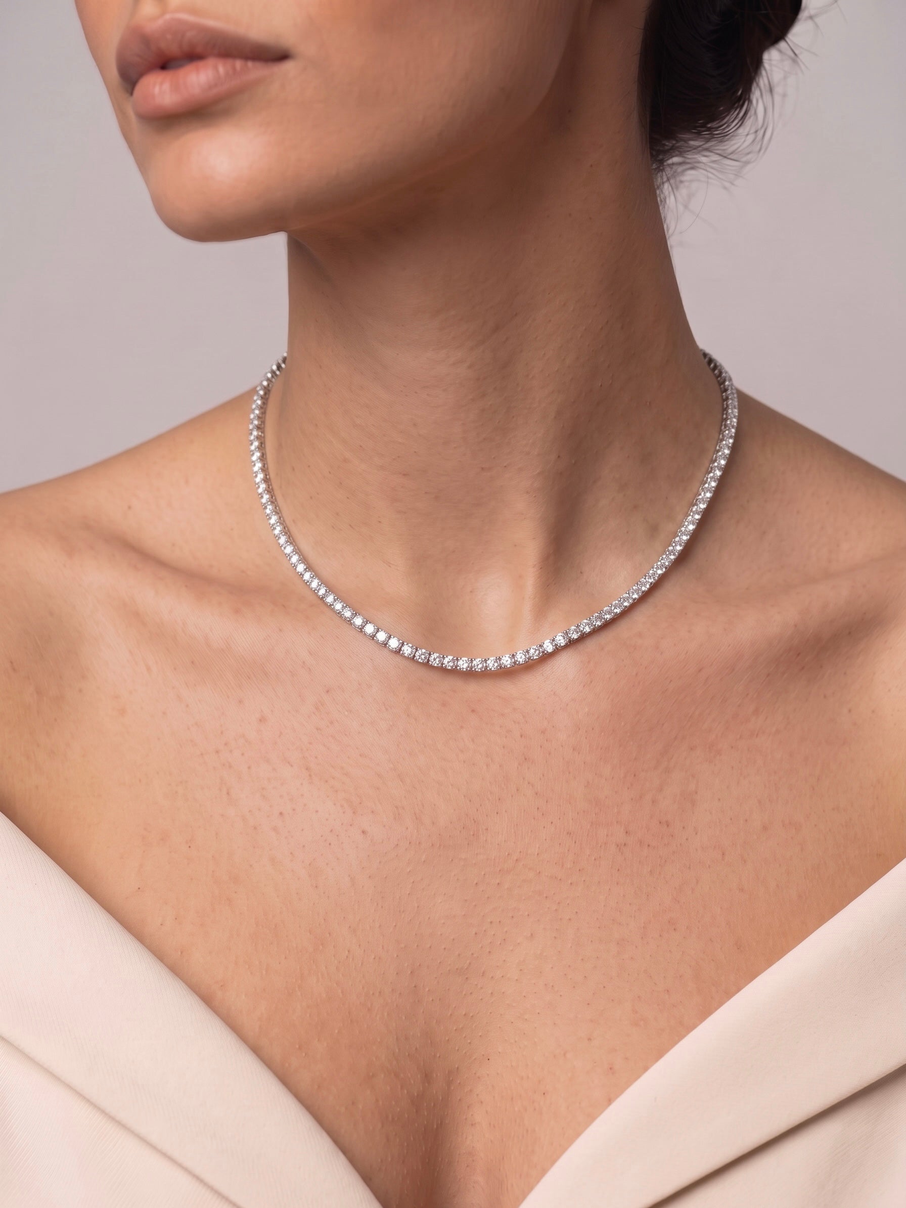 Colier argint pietre moissanite Tennis 3 mm