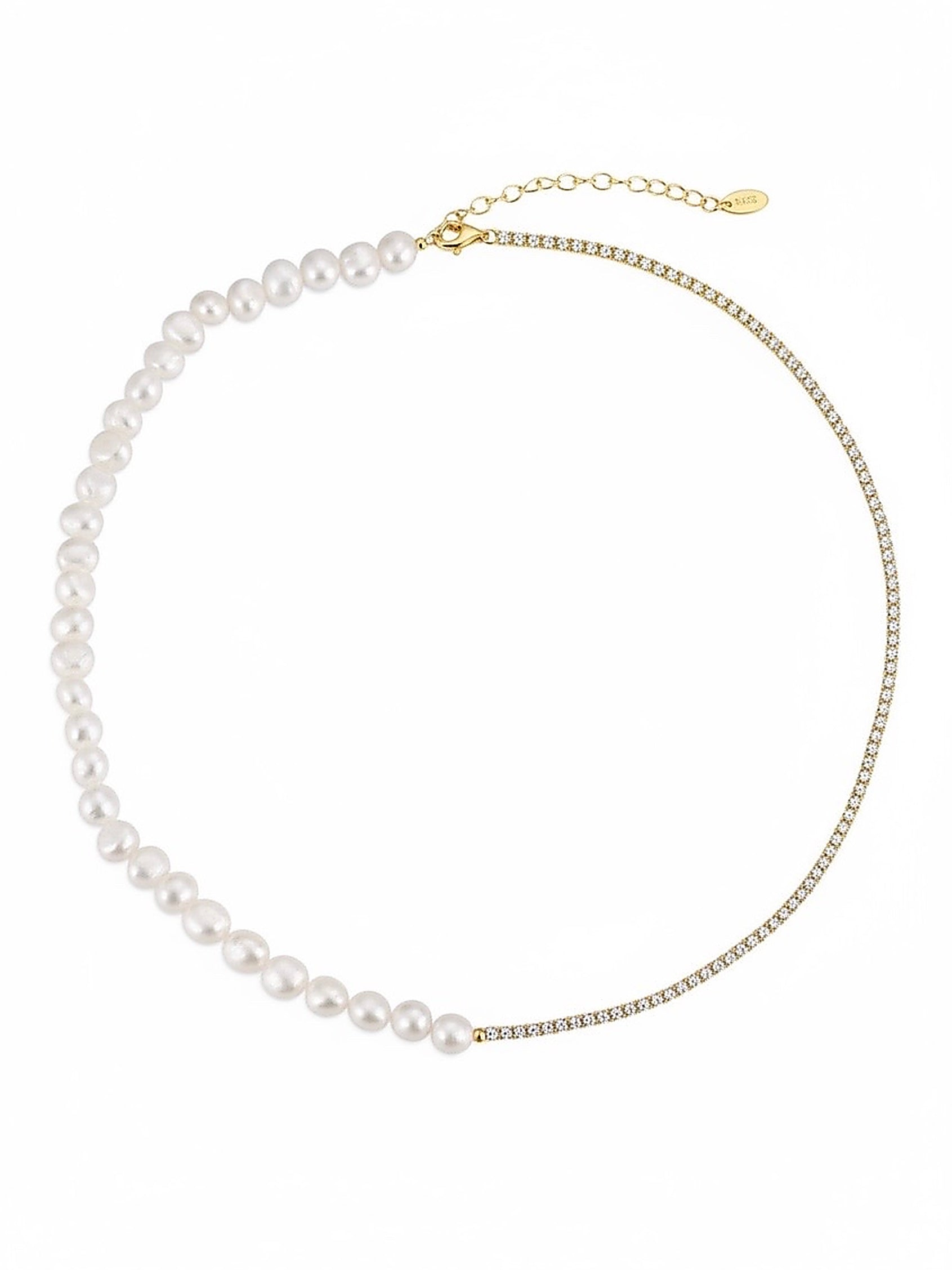 Colier perle Half Tennis