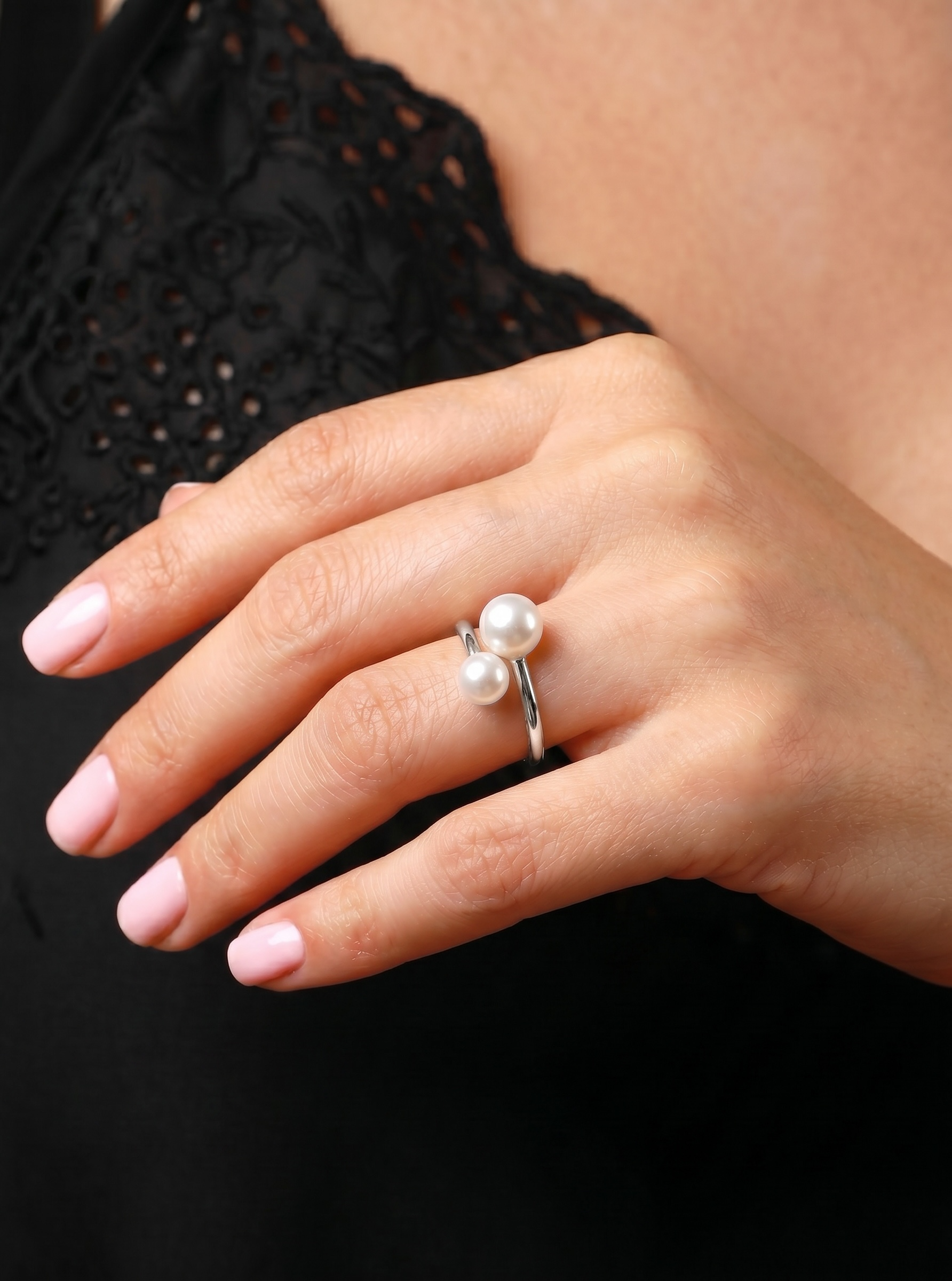 Inel argint Duo Pearl