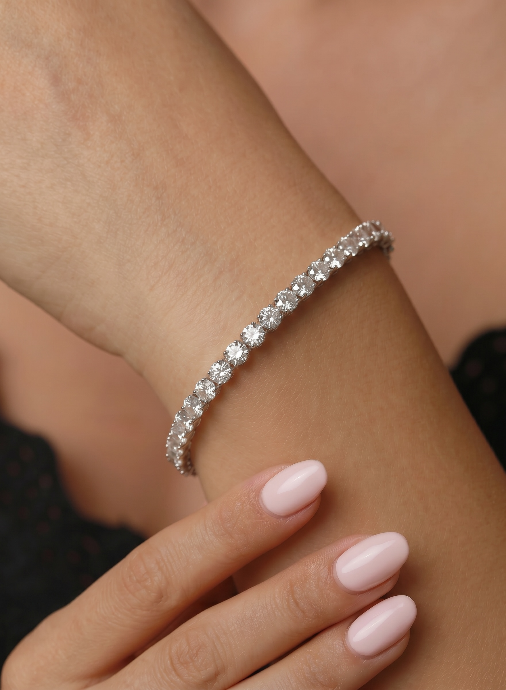 Bratara argint pietre moissanite Tennis 3 mm