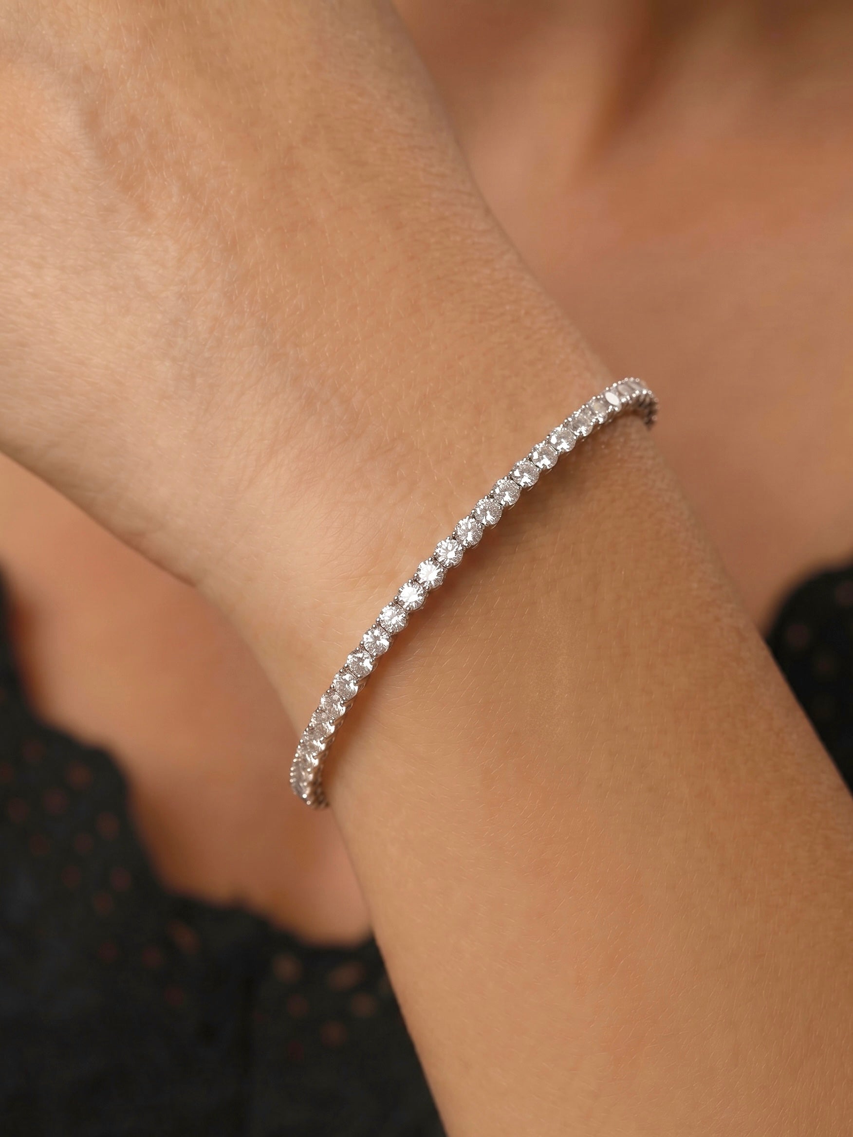 Bratara argint pietre moissanite Tennis 2 mm