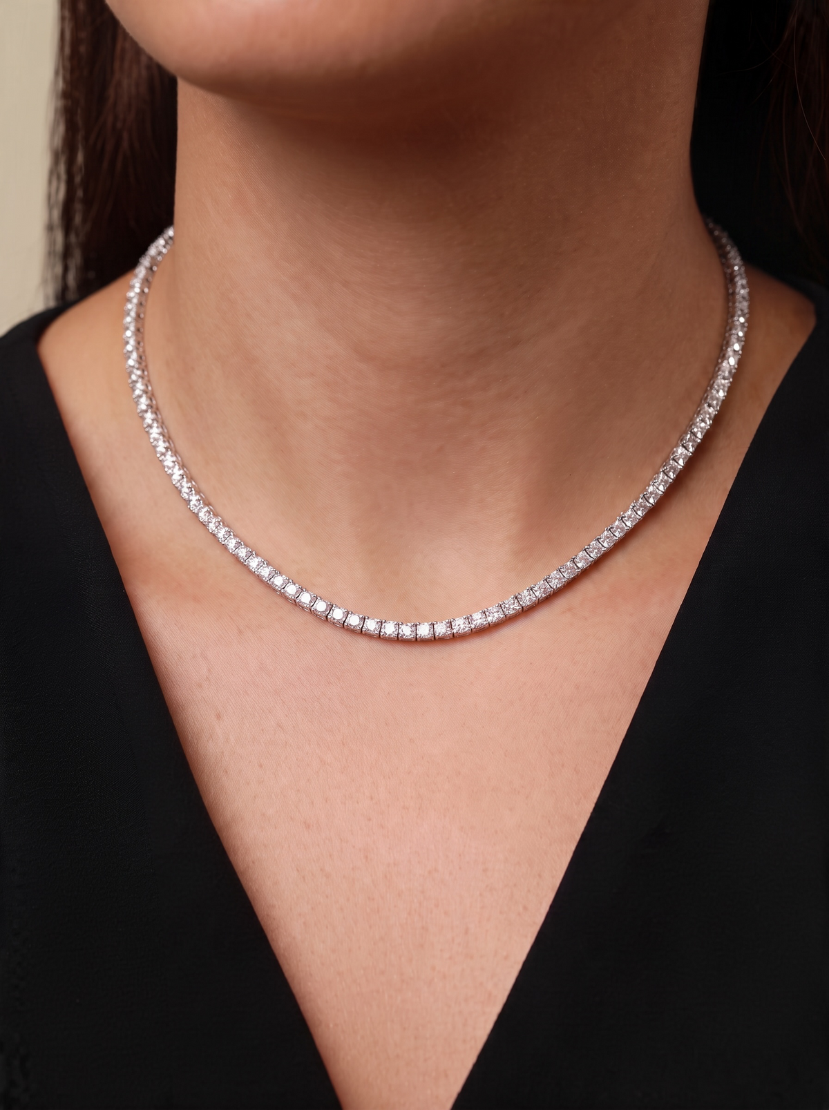 Colier argint pietre moissanite Tennis 3 mm