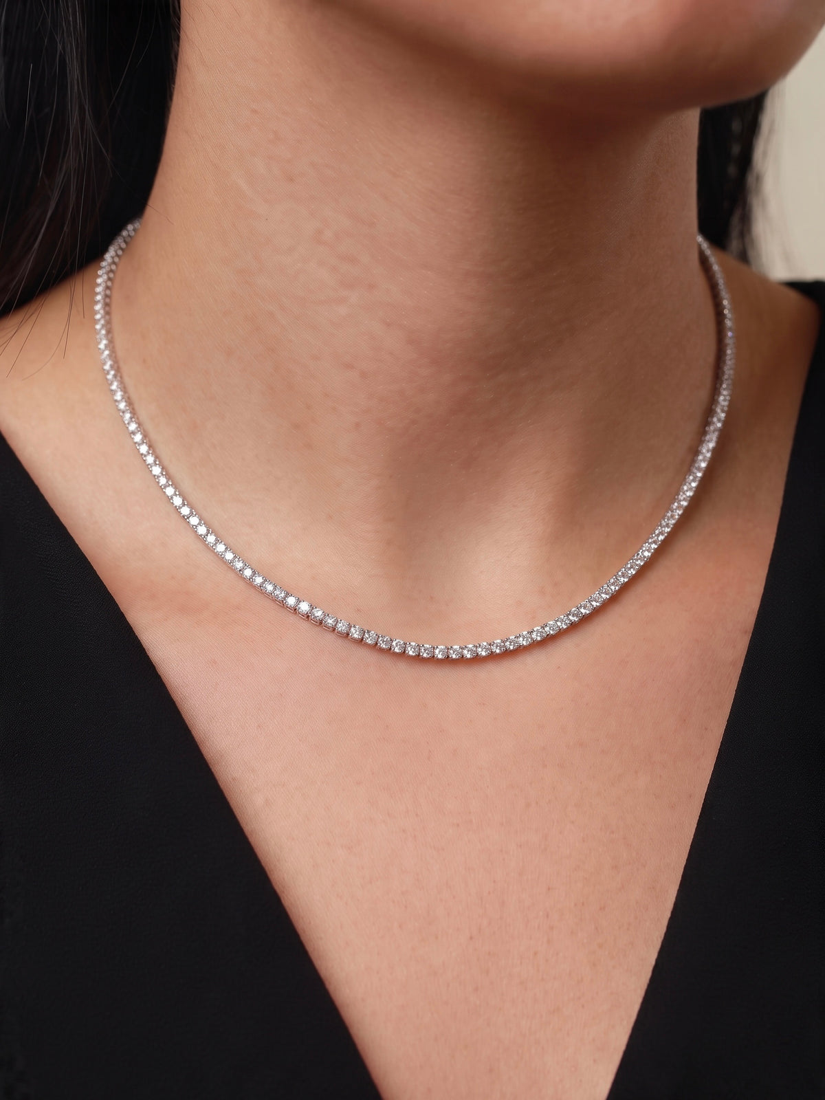 Colier argint pietre moissanite Tennis 2 mm